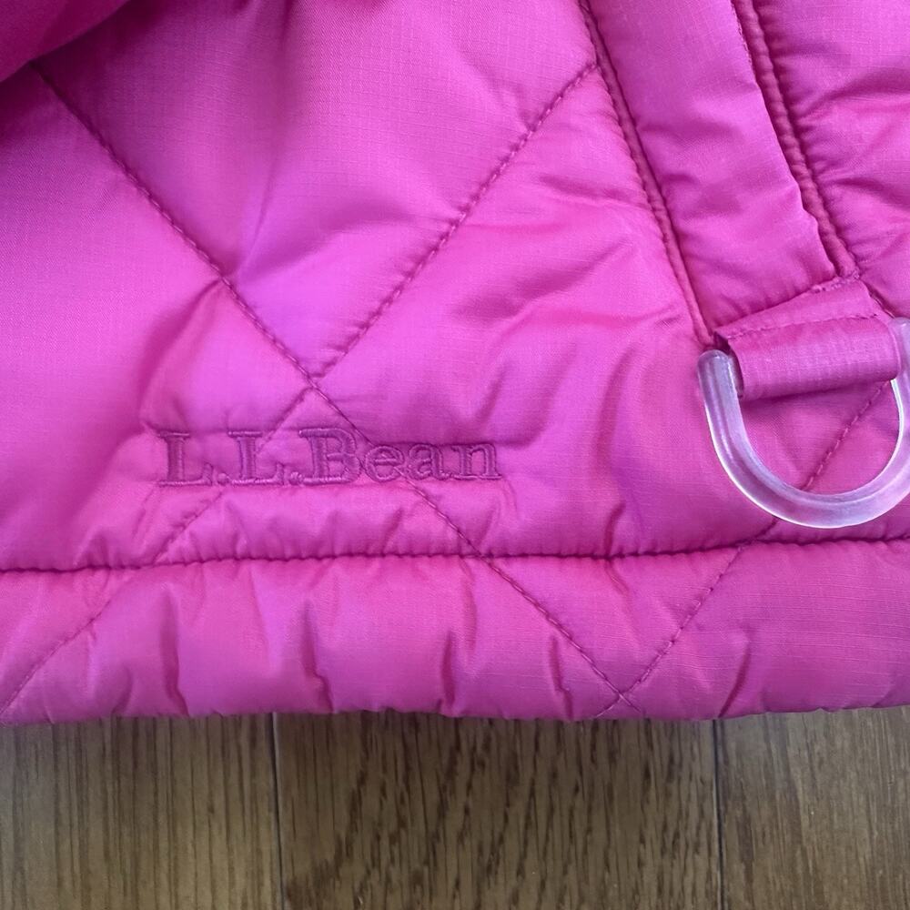 L.L. Bean Jacket Girls 10/12 Pink Lined Thinsulate Snow Hooded Zip Ski‎ Pocket - Picture 2 of 10